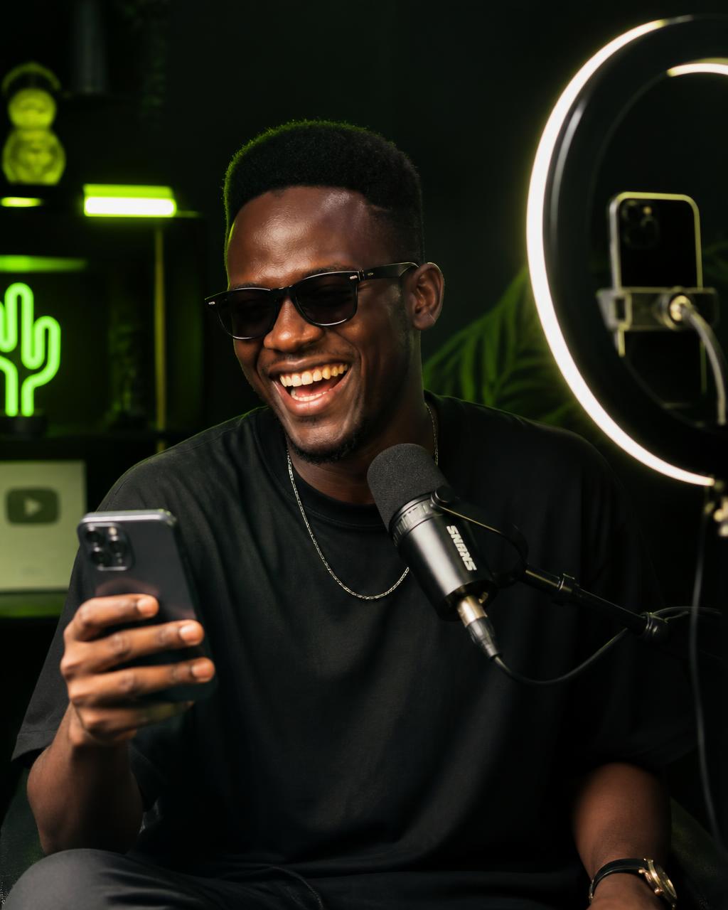 A creator hosting a live show on their phone